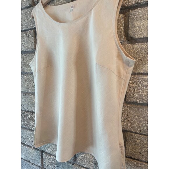 Sleeveless 100% Linen Blouse Size 16 Lightweight Textured Fabric Scoop Neck Top - Picture 2 of 9